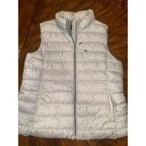 Gap Women's White Gray Water Resistant Puffer Vest Winter Fall - Size Large
